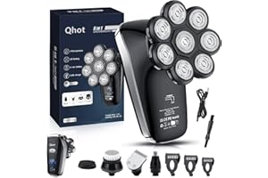 Qhot Rasoirs de tête pour hommes, rasoir électrique étanche amélioré pour hommes chauves (S8)