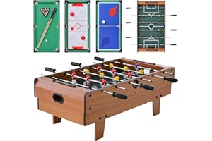Maxmass 4 in 1 Multi Sports Table, 32 Inch Combo Game Table Set with Football, Air Hockey, Billiard and Table Tennis, Wooden Arcade Play Games for Family Gathering Party Bar