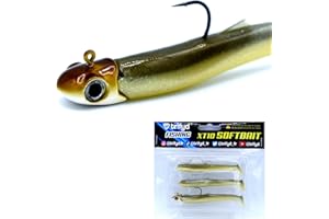 Trifyd® Fishing - Señuelo flexible XT10 de 10 cm para pesca de lucio y carnívoros, kit de 3 señuelos flexibles con 1 cabeza plomada