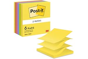 Post-it Notas Colección Neon Rainbow - Paquete de 6 Blocs, 100 Hojas por Bloc (76 mm x 76 mm) - Amarillo, Verde, Morado, Rosa y Naranja - Notas Autoadhesivas para Listas de Tareas y Recordatorios