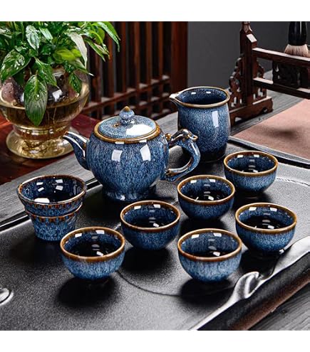 Service à Thé Home Color - 6 Tasses Avec Soucoupes Et Support Chromé - Porcelaine, Multi-couleurs, Micro-ondes Et Lave-vaisselle - 2