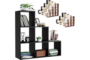 MIADOMODO® Estantería Librería - 6 o 10 Cubos, Blanca o Marrón, MDF, Divisoria - Estantería en Forma de Escalera, Almacenamiento, con Cubos, Separador de Ambientes (6 Compartimentos, Negro)