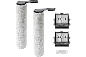 CLEPTORIZE Rouleau Brosse de Rechange pour Tineco Floor One Stretch S6/Switch S6/S7 Stretch Ultra/S6 stretch lite/S9 Artist/i6 Stretch/i5 Stretch, Accessoires 2 Rouleaux, 2 Filtres,1 Brosse de Nettoyage