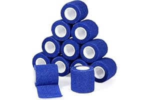 SAGAFLY Haftbandage Verband Selbstklebender 5cm x 4,5m, Fixierbinde Selbsthaftend Kohäsive Bandage für Erste Hilfe Dog Tierarztwickelband Sport Elastische Binde für Handgelenk, Füße (Blau,12 Rollen)