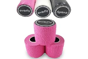 EVERFLY Tape Crossfit – 3 Rouleaux 5 cm x 4,5 m – Sparadrap Cohesive Adhesive - Hook Grip Pouces et Doigts – Bandage flexible de protection adhésif – Entraînement – Haltérophilie (3, Rose)