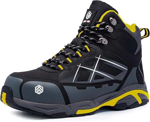 LARNMERN Zapatos de Seguridad Hombre Antiestático Punta de Acero SRC Antideslizante Transpirable Comodos Zapatillas Pies Anchos Cordones Trabajo - 1