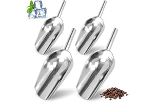 LDHHYH Ice Scoop 8oz, 4PCS Stainless Steel Metal Scoop for Bar, Small Food Flour Scoops, Sweet Scoops for Kitchen Bar Party Wedding Buffet, Mirror Finished & Easy Clean, Dishwasher Safe