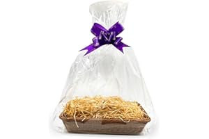 CFYTHYAB Hamper Basket Kit for Gifts, 1 Piece Basket, 1 Pack Ribbons for Gift Wrapping, 2 PCS Cellophane Bags and 1 Pack Shredded Paper for Party, Festival and Celebration, 40 x 30 CM