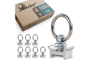 valonic GECKO - 8x Fitting for airline rail, 1000 daN, lashing eyes for fastenng rail system, adapter, van accessories, boot