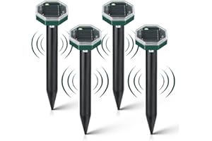 flintronic 4 Stück Solar Maulwurfabwehr, Ultrasonic Solar Maulwurfschreck, Wasserdicht Solar Maulwurfbekämpfung, Mole Repellent mit IP65, Wühlmausschreck Maulwurf Vertreiber für Den Garten