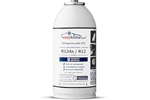 AUTO EASY KLIMA EasyKlima Kit de Recarga de Refrigerante AC con Tinte Identificador de Fugas - Kit de Recarga de CA Rápido y Sencillo - Tinte UV de Contraste para Indicar Fugas de Aire Acondicionado
