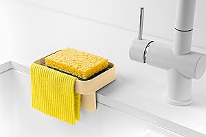 BLIMPLUS - Portaspugna Lavello Battigia L-Desert con Ventose - Supporto Spugna Panno Asciutto su Superfici Lisce - Made in Italy