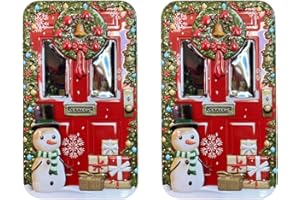 Your Castle - Juego de 2 latas de metal para galletas, caja decorativa pequeña con ventana, para galletas de Navidad, bombones, almacenamiento 15 × 9 × 4,5 cm. Volumen: 500 ml