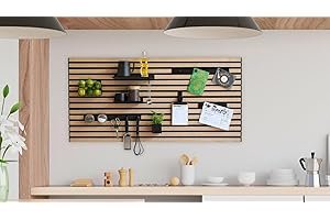 ‎STEINMINE - DESIGNMANUFAKTUR Steinmine - Designmanufaktur Wandorganizer (60 x 120 cm) - Akustikpaneel mit Eichenholzlamellen - inkl. Zubehör - einfache Montage - für Büro, Flur, Küche, Bad und mehr