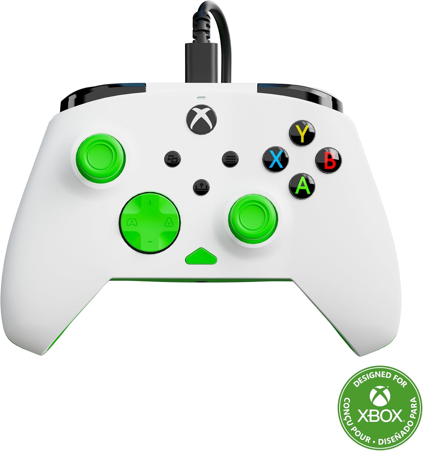 Turtle Beach Rematch Core Blanco/Verde - Mando con Cable - con Licencia para Xbox Series XS, Xbox One y PC - Botones de Audio, Motores de vibración y disparadores de Pulso, Cable de 3 m