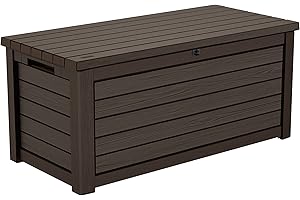 Koll Living Garden Box/Storage Box, 623 Litres, Black, White or Brown, Dry & Ventilated Storage Space, with Gas Struts, Lid Holds up to 272 kg (Brown)