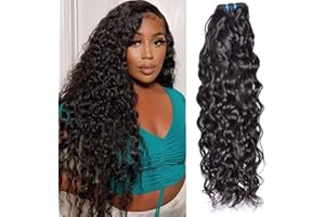 Water Wave Human Hair Bundles MSGEM Brazilian 12A Virgin Human Hair Weave One Bundle 18 inch Wet and Wave Human Hair Extensions Natural Black Color
