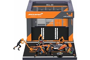 Bburago - Pit Stop McLaren MCL38 (2024) #4 Norris, Lekset med Diorama, Bil Skala 1:43 och 6 Mekaniker, Detaljerad Replika, Mc
