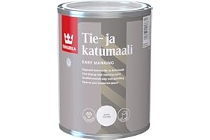TIKKURILA Road Marking Paint - Fast-Drying Paint For Asphalt & Bitumen (Water-Based) - White - 1 Litre