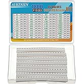 AUKENIEN 0402 SMD Resistor Assortment 45 Values 1800 Pieces 0R to 10M Ohm Resistor 1/16W SMT Resistors Kit with ±5% Tolerance