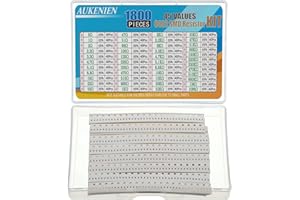 AUKENIEN 0402 SMD Resistor Assortment Kit 45 Values 1800pcs 0R to 10M Ohm 1/16W SMT Chip Resistors Assorted with ±5% Tolerance