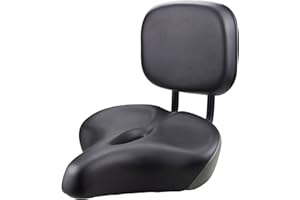 ZUKKA Selle de vélo avec dossier, selle de vélo universelle allongée de rechange, coussin en polyuréthane souple pour VTT, tricycle, banlieue, vélo (noir surdimensionné)