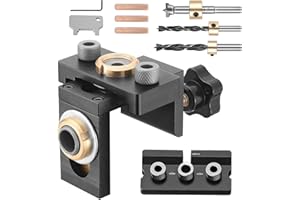 Kotsy 8/10/15mm Foro Tasca Jig Kit, 3 in 1 Lavorazione Del Legno Doweling Jig Kit con Clip di Posizionamento Regolabile Guida Foratura Puncher Locator