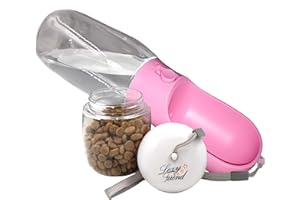 LexyFriend - Borraccia Cane Portatile 550ML | Ermetica e Resistente | Dispenser Cibo e Acqua | Accessori Viaggio | Materiale ABS, Rosa