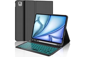 JADEMALL Coque Clavier pour iPad Air 13" (M2) 2024, AZERTY Français Clavier Rétroéclairé Magnétique Détachable Bluetooth pour iPad Air 13 Pouces, Noir