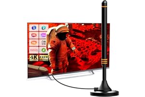 ATOMDREAM TECH Antena TV Interior Potente con Base Magnética y Amplificador – Compatible con Todos los Televisores, Recepción 360° para 8K/4K/1080P – Apta para iptv Canales españa – Cable de 5M