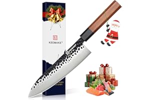 KEEMAKE KEEMMAKE Chef Knife 8 inch, Japanese Kitchen Knives Professional with 440C Stainless Steel Blade and Octagon Wood Handle Chef Gyuto Knife