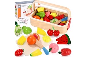 Birshe Cibo giocattolo, Frutta giocattolo, Accessori Giochi per Bambini Cucina, cucina magnetico legno per bambini giocattoli, Montessori Giocattoli di Simulazione per bambini e bambina di 3+ anni