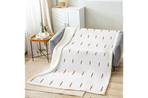 Loussiesd Karotte Decke 100x130cm Kinder Süße Karotten Streifen Wohndecke Jungen Mädchen Kaninchen Futterdeko Kuscheldecke Mikrofaser Weiß Streifen Linien Schlafzimmer Flanell Fleecedecke