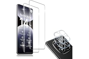 HidWee Compatible avec Xiaomi Redmi Note 14 Pro 5G Protection écran, 2 Pièces Verre Trempé[3D Couverture Complète] + 2 Pièces Caméra Protecteur, 9H Dureté HD Sans Bulles Anti-rayure Protection Décran