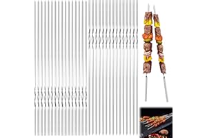COFFEE LIFE PLUS 30pcs Barbecue Spiedini per Barbecue,38CM Spiedini in Acciaio Inossidabile,Spiedini BBQ Riutilizzabili,Spiedini Piatti,Spiedini BBQ per Barbecue Grigliatura Carne Verdure BBQ Bastone (B)
