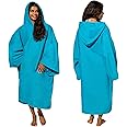 Brentfords Swim Towels for Adults Womens, Towel Poncho Changing Robe for Swim Surf Beach Bath Hooded Towel Large Absorbent Quick Dry Microfibre Beach Robe, Sea Blue