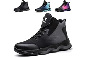 YISIQ Safety Boots Men Women Steel Toe Cap Trainers Safety Work Shoes Lightweight Work Boots Industrial Protective Shoes