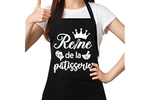 Halinuia Tablier de Cuisine Réglable et Étanche pour Femme - Reine de la Pâtisserie avec Poches - Cadeaux pour Maman