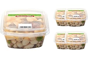 MADAMA OLIVA, Aglio Marinato a Spicchi, Gusto Delicato e Piacevole, Ideale per Esaltare Sfiziosi Aperitivi, Senza Conservanti Aggiunti, 100% Made in Italy, 4 Vaschette da 300 gr