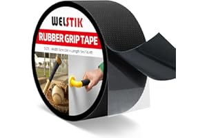 WELSTIK Black Rubber Grip Tape 5CM x 5M Ultra Strong Waterproof Anti Slip tape with Textured Adhesive for DIY Tools & Gadgets, Customizable for Enhanced Comfort & Safety