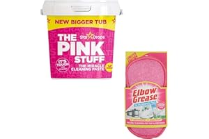NELLIEBELLIE Pink stuff paste & Pink Elbow Grease Scrubber pad Bundle - The Ultimate Pink Cleaning Products Kit - the pink stuff paste & Pink Elbow Grease Scrubber pad Dual Action Sponge for Effective Cleaning.
