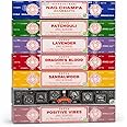 Satya Räucherstäbchen Geschenkset Nag Champa, Super Hit, Drachenblut, Sandelholz, Patchouli, Lavendel, Positive Vibes, 15 g