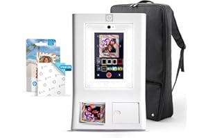 HP Sprocket Photo Box Machine Instant Colour Photo Printer (White) Starter Pack + Zinc Paper (100 Sheets) + Padded Carry Case