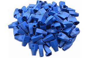 YIOVVOM Soft Plastic Ethernet RJ45 Cable Connector Boots Cover Strain Relief Boots CAT5 CAT5E CAT6 CAT6E 100PCS (Blue
