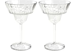 Koziol Superglas Club No. 16, 2 unidades, 250 ml, copa Margarita de plástico transparente con efecto diamante, elegante, irrompible, reutilizable, Ideales para fiesta y jardín, set de 2