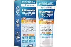 HERMON Antifungal Ringworm Cream - Effective Treatment for Stubborn Ringworm, Jock Itch, Eczema, Tinea Versicolor, Athlete's Foot - for Adults and Kids - 100ml