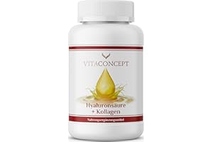 ‎VITACONCEPT PRAXIS FÜR ANTI-AGING-MEDIZIN Hyaluronsäure + Kollagen I hochdosiert I 100 mg + 360 mg pro Kapsel I 100 Kapseln I mikro molekular I höchste pharmazeutische Qualität I made in Germany