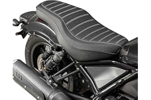 TAZGANTAX Motorrad Einteiliger Komplettsitz für Rebel 1100 CMX CM CMX1100 2021 2022 2023 2024 2025 Vorne Fahrer Hinten Passagier Kissen Sozius Pad Set (Matt-schwarz)