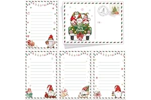 BOFUNX Weihnachten Briefpapier mit Umschlag Set, 24pcs Weihnachtsbriefpapier und 12pcs Weihnachtsumschläge Weihnachtswichtel Briefpapier Briefumschläge Weihnachtskarten