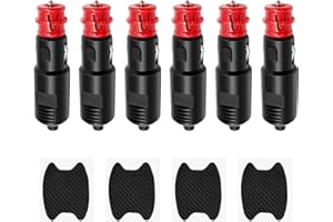 KSYWYDU 6 Piezas 12V/24V Enchufe Mechero Macho, Encendedor Cigarrillos Plug, Enchufe Encendedor Cigarrillos con 4 Piezas Protectores Manilla Coche, para Motos, Camiones, Barcos, Vehículos, Rojo